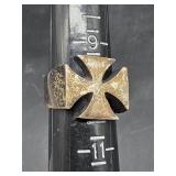 .925 Sterling Silver Cross Ring Sz 10 14.9g - S12