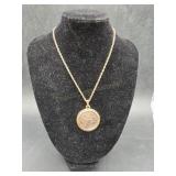 10kt Gold Necklace W/1776 .999 Silver Coin Pendant