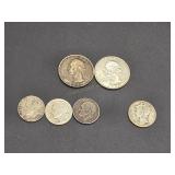 6 US Silver Coins 1941-1964 - S12