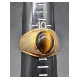 18kt HGE Tigers Eye Ring Sz 10.5 - S12