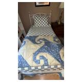 Blue & Cream Handmade Snail Trail Quilt