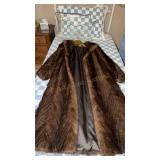 Vintage Full-Length Dark Brown Fur Coat with Cover