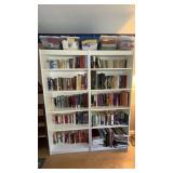 Pair of White Bookcases With Books