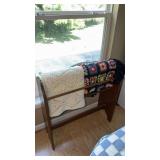 Vintage Wooden Quilt Rack With Throws
