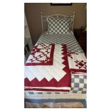 Vintage Red & White Handmade Quilt