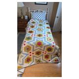 Hand Pieced Grandmother's Flower Garden Quilt