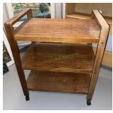 MCM Slat Oak Wood Bar Cart