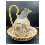Vintage Italian Pottery Pitcher & Basin