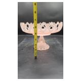 Pink Satin Glass Pedestal Compote Bowl