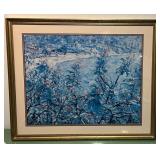 Framed Blue Impressionist Art Print