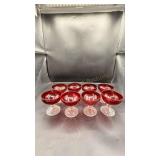 8 Ruby Red Glass Dessert Coupe Goblets