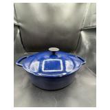 Heavy Blue Enamelware Covered Dutch Oven