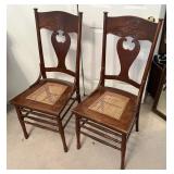 2 Antique French Country Farmhouse Cane Chairs
