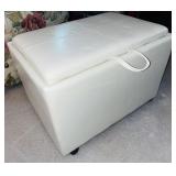 Rolling White Storage Ottoman