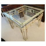 Vintage Metal Link & Glass Top Table