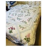 Botanical Bedspread Quilt Pointed Borders