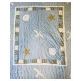 Vintage Beach Themed Bedspread Quilt 51 x 61