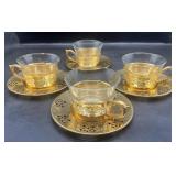 Vintage Gold Plated Cups & Saucers