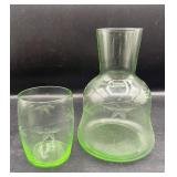 Vintage Uranium Glass Tumble Up Set