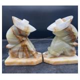 Vintage Hand Carved Onyx Siesta Bookends