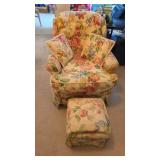 Upholstered Storage Armchair w/ Ottoman