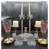 Lot of Wood, Metal, & Glass Candle Holders