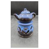 Blue Ceramic Teapot Tea Light Warmer