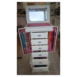 Large Jewelry Armoire w Costume Jewelry Lot