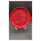 Red Asian Dragon Phoenix Decorative Plate