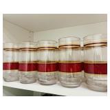 Vintage Libbey Red & Gold Stripe Tumblers