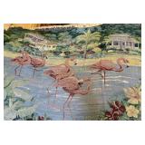 Woven Throw Rug Scenic Pink Flamingos