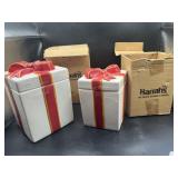 Set of 2 Ceramic Gift Box Cookie Jars