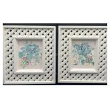Vintage 1970s Lattice Framed Wall Decor