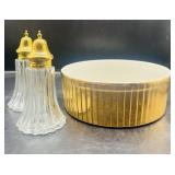 Vintage Hall Golden Glo Soufflï¿½ Dish Gold Plated