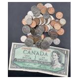 Foreign Money - Canadian Bill & Coins