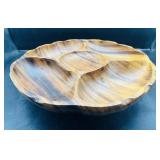 Vintage Monkey Pod Wood Swivel Serving Bowl