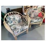 Pair of Vintage Bench Craft Rattan Lounge Chairs