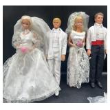 4 Loose Barbie Dolls & Wedding Clothing