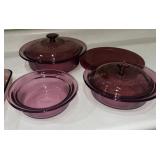 Vintage Pyrex Visions Cranberry Glass Bakeware