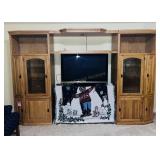 Huge Wooden Entertainment Center with Cabinets