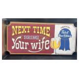Vintage Pabst Blue Ribbon Beer Wooden Sign