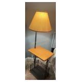 Vintage Rolling Floor Lamp Side Table