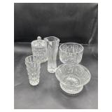 Lot of 5 Vintage Clear Glass Tableware Pieces