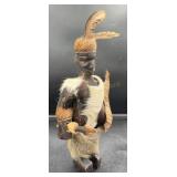 African Warrior Folk Art Figure with Fur