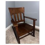 Antique Mission Oak Slat Back Rocking Chair