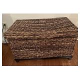 Wicker Storage Chest with Wood Base
