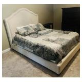 Queen Camelback Upholstered Platform Bed Frame