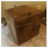 Contemporary Brown Suede Cube Storage Ottoman