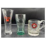 3 Vintage Drinking Glasses - Coca-Cola, Coors