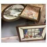 Vintage Framed Art including Embroidery